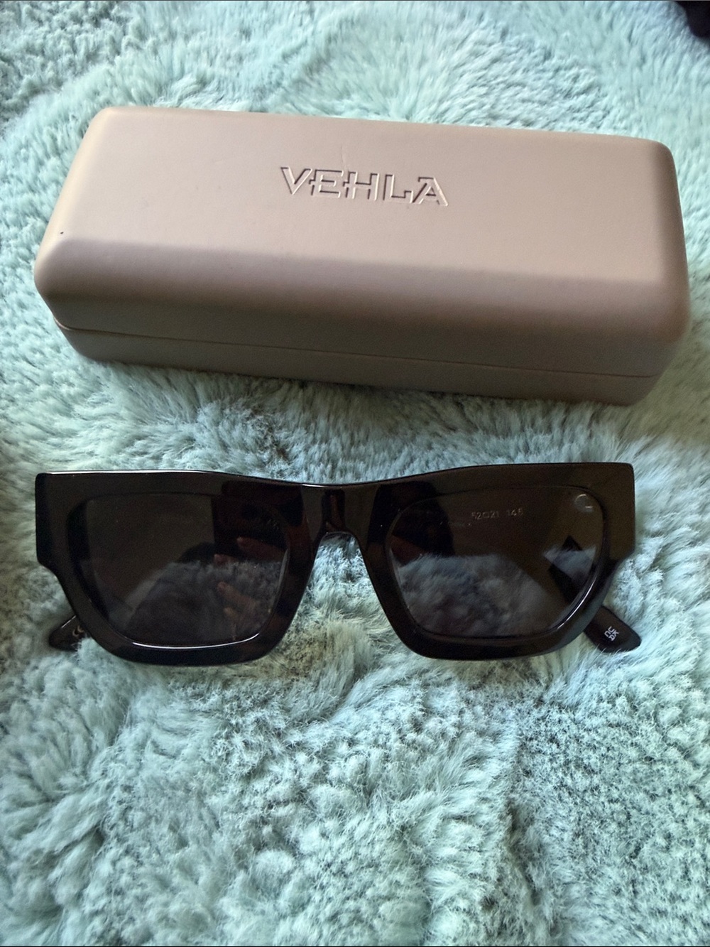 VEHLA Black Rectangular Sunglasses with Branded Case